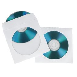 Hama CDDVDBlu-Ray Protective Sleeves x100, White Paper, Transparent Window