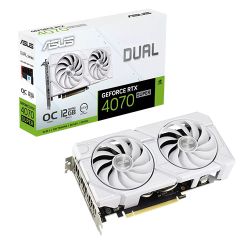 Asus DUAL RTX4070 SUPER EVO OC, PCIe4, 12GB DDR6X, HDMI, 3 DP, 2550MHz Clock, Overclocked, White