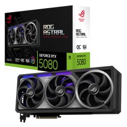 Asus ROG ASTRAL RTX5080 OC, PCIe5, 16GB DDR7, Quad Fan, 2 HDMI, 3 DP, 2790MHz Clock, RGB Lighting, Overclocked