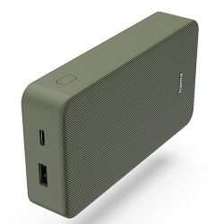 Hama Colour 20 Green 20000mAh Fast Charge Powerbank, USB-A & USB-C, LED Capacity Indicator