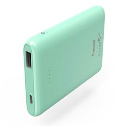 Hama SLIM 5HD 5000mAh Fast Charge Powerbank, 1x USB-A, LED Capacity Indicator, Mint Green