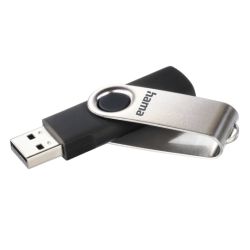 Hama Rotate 8GB USB 2.0 Memory Pen, Rotating Cap, Keyring, BlackSilver