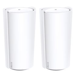 TP-LINK DECO XE200 AXE11000 Tri-Band Whole Home Mesh Wi-Fi 6E System, 2 Pack, 16-Stream WiFi, 10G LAN, AI-Driven Mesh, Voice Control