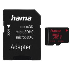 Hama 128GB MicroSDXC Card with SD Adapter, UHS-I Class 3, 80MBs