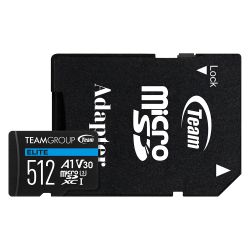 Team 512GB Elite A1 Micro SDXC Card with SD Adapter, UHS-I Class 3, U3, A1 App Performance, 100MBs