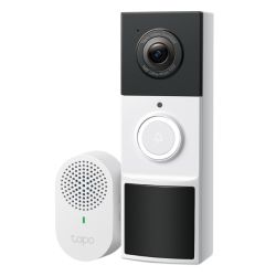 TP-LINK TAPO D210 Smart Battery 2K 3MP Video Doorbell Camera w Chime, 6-Month Battery, Night Vision, AI Detection & Notification