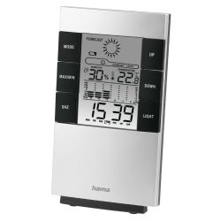 Hama TH-200 LCD ThermoHygrometer - Bar Chart Thermometer, Hygrometer, Barometer, Weather Forecast, DateTime, Alarm, BlackSilver