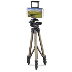 Hama PhoneTablet Tripod, 3D Tilt Head, 106cm Max Height, 6.4mm Thread & PhoneTablet Holder, Quick-Change Plate, Spirit Level, Bag