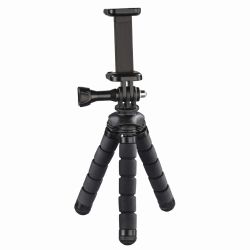 Hama Flex PhoneGoPro Mini-Tripod, 14cm Max Height, 360° Bendable Legs, Adjustable Centre Column