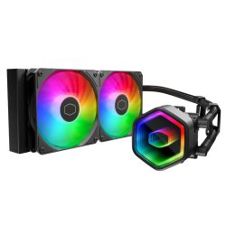 Cooler Master MasterLiquid 240 Core II 240mm ARGB Liquid CPU Cooler, Dual Chamber Pump w Infinity Mirror, Black