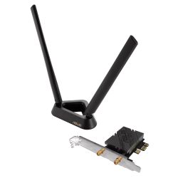 Asus PCE-BE92BT BE9400 Wi-Fi 7 Tri-Band PCI Express Adapter, Bluetooth 5.4, WPA3, External BaseAntennas