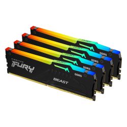 D5128G56FBB40K4R - Kingston Fury Beast RGB 128GB Kit 4 x 32GB, DDR5, 5600MHz, CL40, 1.25V, ECC, PMIC, Intel XMP 3.0, Black, DIMM Memory Kingston Fury Beast RGB 128GB Kit 4 x 32GB, DDR5, 5600MHz, CL40, 1.25V, ECC, PMIC, Intel XMP 3.0, Black, DIMM Memory